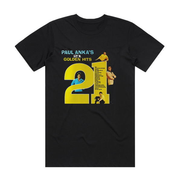 Paul Anka 21 Golden Hits Album Cover T-Shirt Black