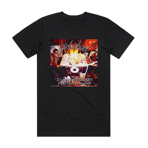 Girlschool 21St Anniversary Not That Innocent Album Cover T-Shirt Black