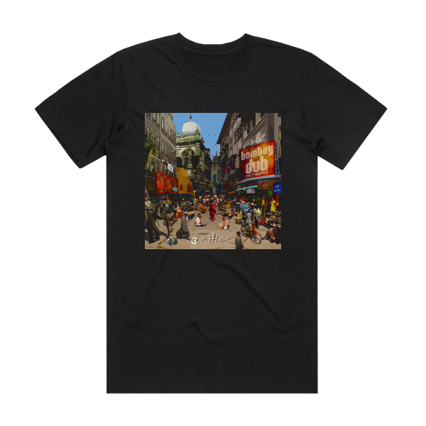 Bombay Dub Orchestra 3 Cities Album Cover T-Shirt Black