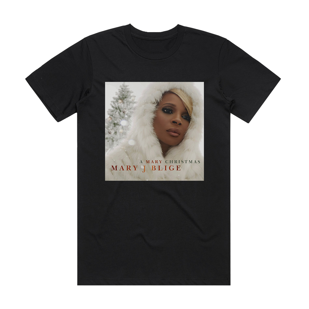 Mary J Blige A Mary Christmas Album Cover T Shirt Black Album Cover T Shirts