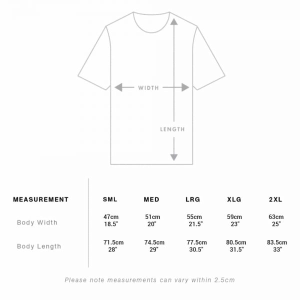 T-Shirt Sizes – ALBUM COVER T-SHIRTS