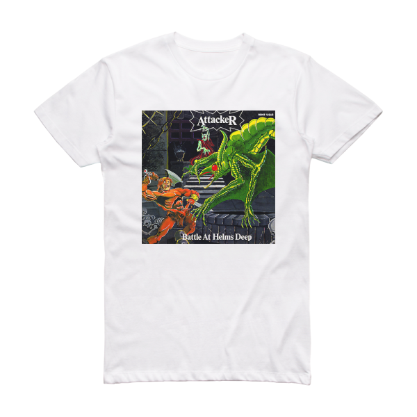 Attacker Battle At Helms Deep Album Cover T-Shirt White