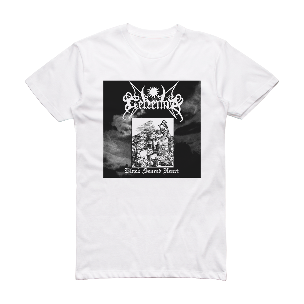 Gehenna Black Seared Heart Album Cover T-Shirt White – ALBUM COVER T-SHIRTS