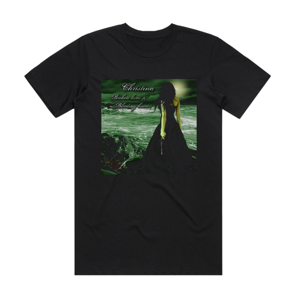 Christina Broken Lives Bleeding Hearts Album Cover T-Shirt Black