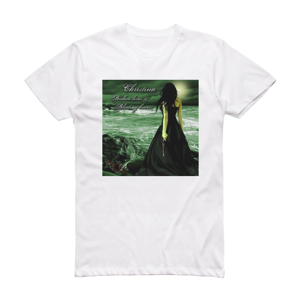 Christina Broken Lives Bleeding Hearts Album Cover T-Shirt White