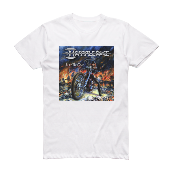 Battleaxe Burn This Town 2 Album Cover T-Shirt White