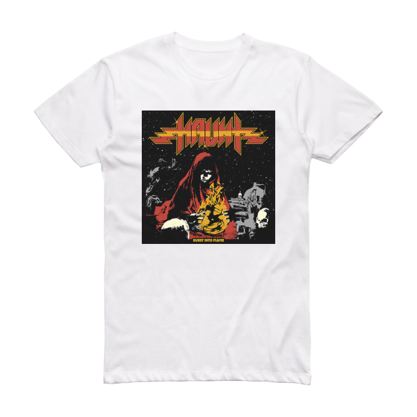 Haunt Burst Into Flame Album Cover T-Shirt White