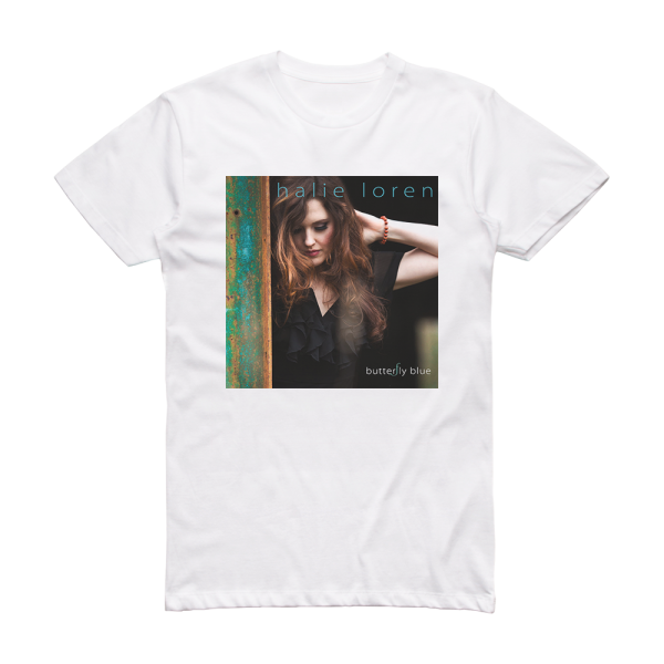 Halie Loren Butterfly Blue Album Cover T-Shirt White