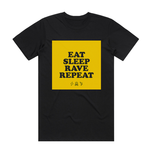 Fatboy Slim Eat Sleep Rave Repeat Album Cover T-Shirt Black