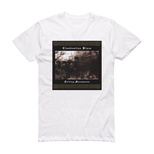 Clandestine Blaze Falling Monuments Album Cover T-Shirt White