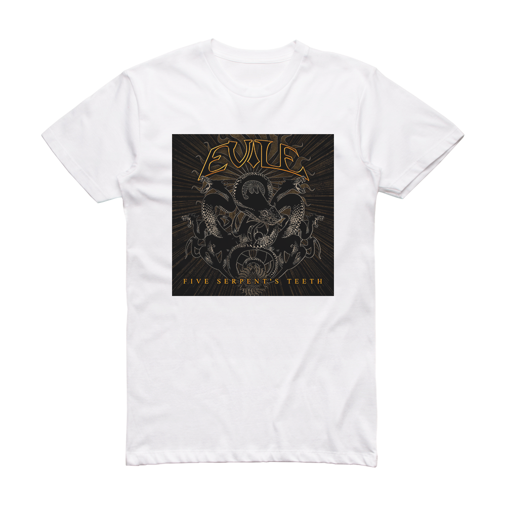 Evile Five Serpents Teeth Album Cover T-Shirt White – ALBUM COVER T-SHIRTS