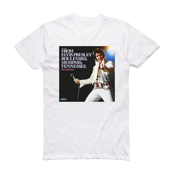 Elvis Presley From Elvis Presley Boulevard Memphis Tennessee 2 Album Cover T-Shirt White