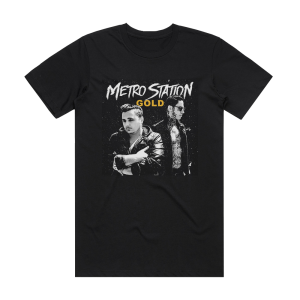 Metro Station Gold Album Cover T-Shirt Black