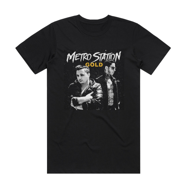 Metro Station Gold Album Cover T-Shirt Black