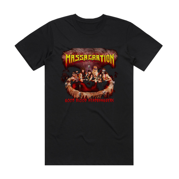 Massacration Good Blood Headbangers Album Cover T-Shirt Black