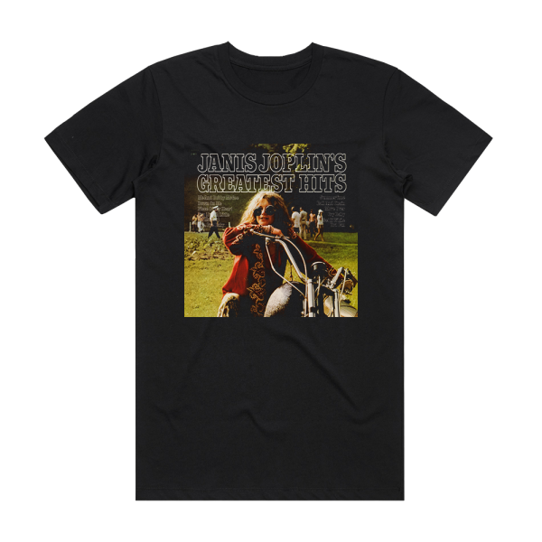 Janis Joplin Greatest Hits Album Cover T-Shirt Black