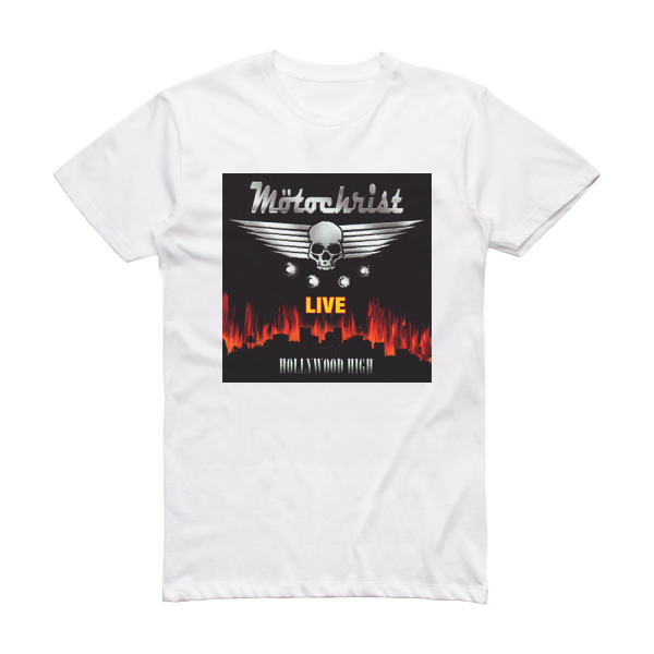 Motochrist Hollywood High Album Cover T-Shirt White