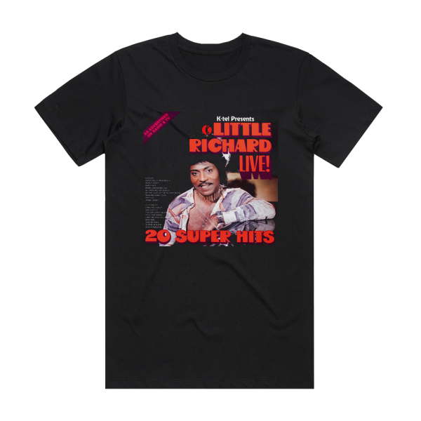 Little Richard K Tel Presents Little Richard Live 20 Super Hits Album Cover T-Shirt Black