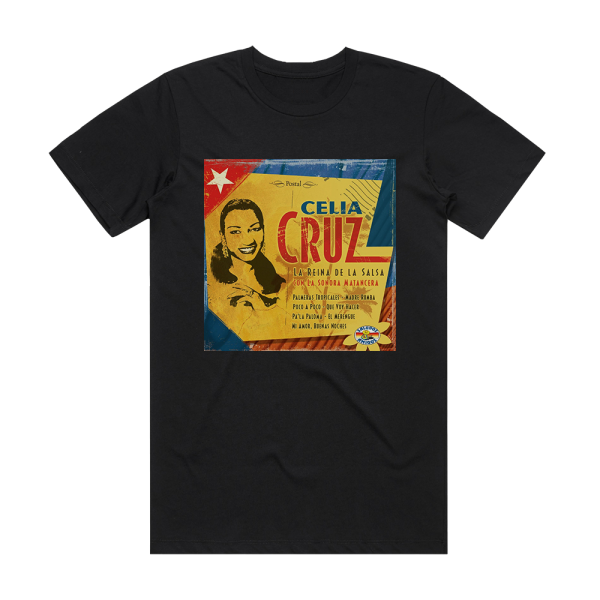 Celia Cruz La Reina De La Salsa Album Cover T-Shirt Black