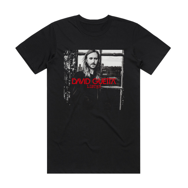 David Guetta Listen Album Cover T-Shirt Black