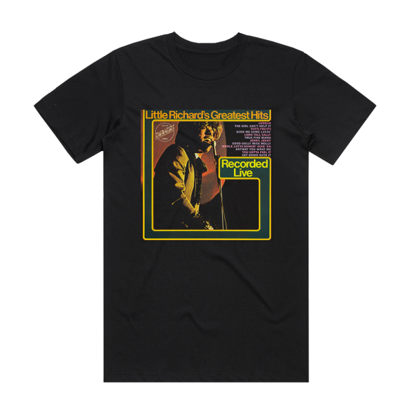 Little Richard Little Richards Greatest Hits Recorded Live Album Cover T-Shirt Black