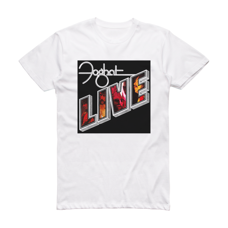 Foghat Live Album Cover T-Shirt White – ALBUM COVER T-SHIRTS