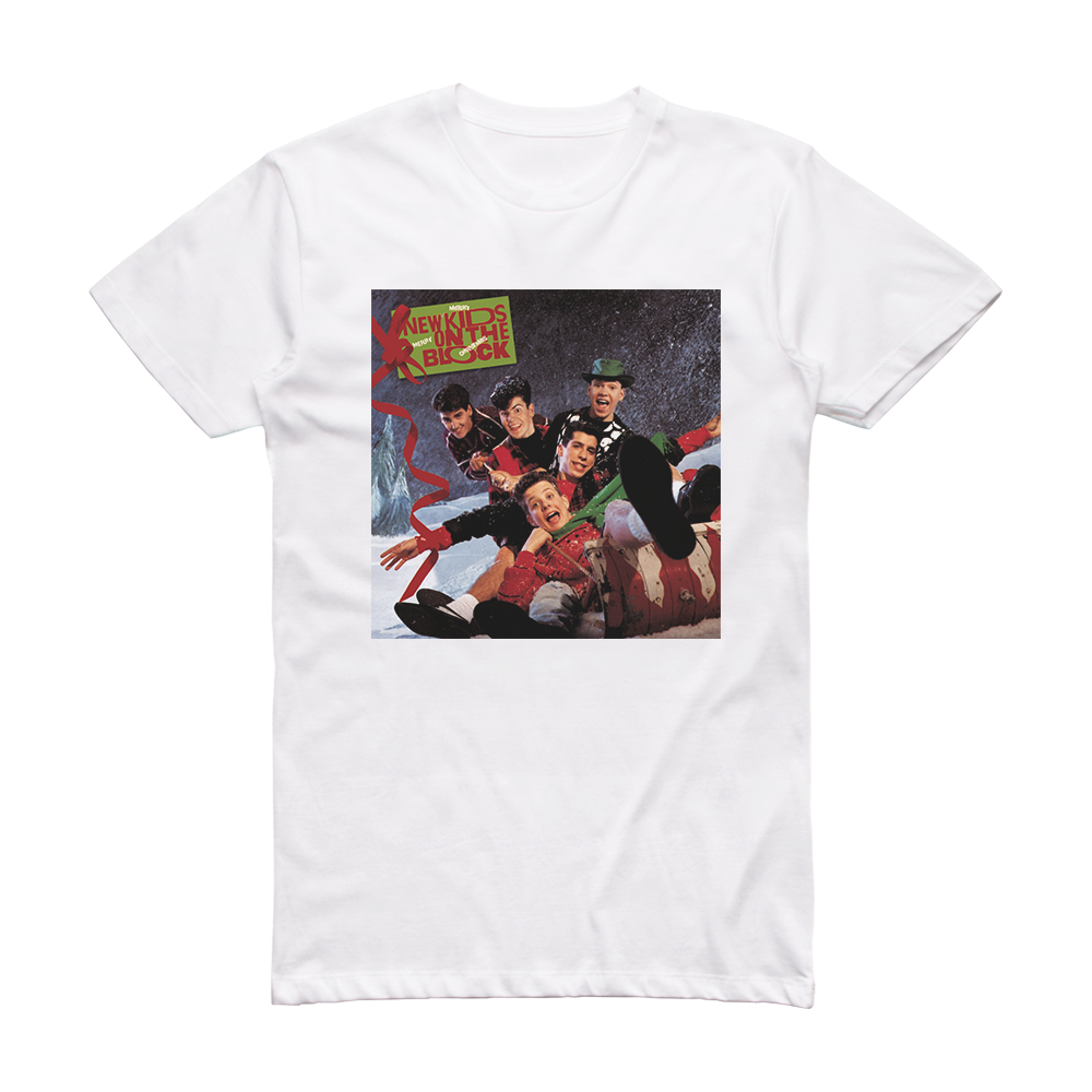 New Kids on the Block Merry Merry Christmas Album Cover TShirt White