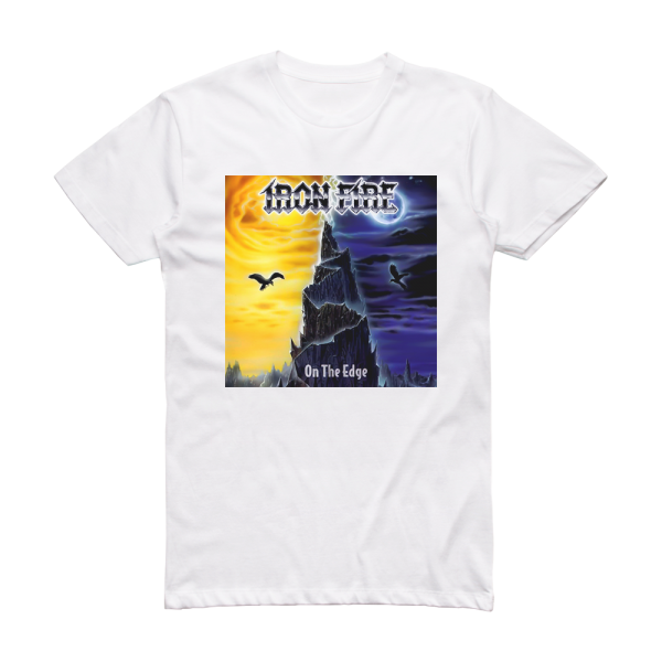 Iron Fire On The Edge Album Cover T-Shirt White