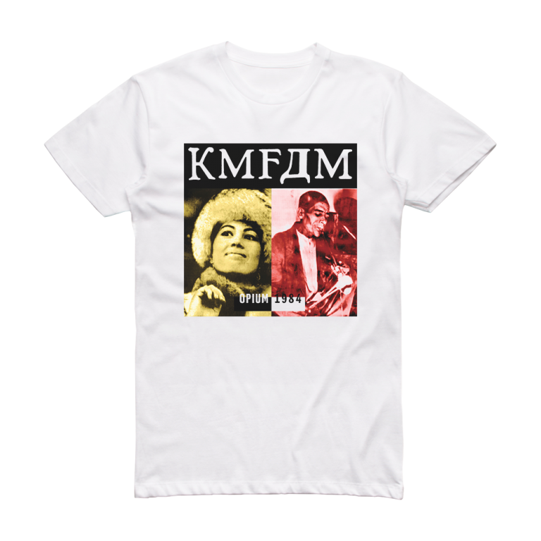 KMFDM Opium Album Cover T-Shirt White – ALBUM COVER T-SHIRTS