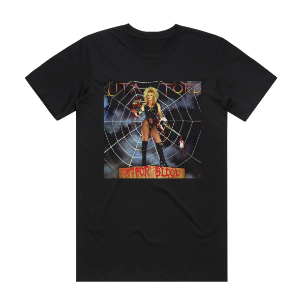 Lita Ford Out For Blood 1 Album Cover T-Shirt Black