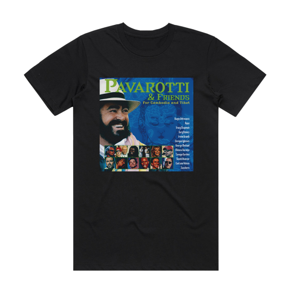 Luciano Pavarotti Pavarotti Friends For Cambodia And Tibet Album Cover T-Shirt Black