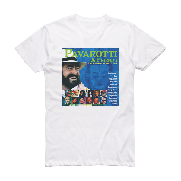 Luciano Pavarotti Pavarotti Friends For Cambodia And Tibet Album Cover T-Shirt White