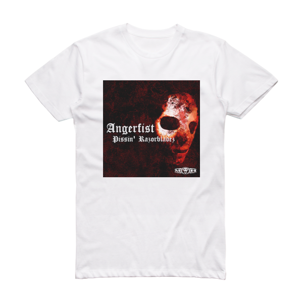 Angerfist Pissin Razorbladez Album Cover T-Shirt White