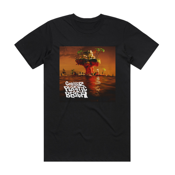 Gorillaz Plastic Beach Album Cover TShirt Black ALBUM COVER TSHIRTS
