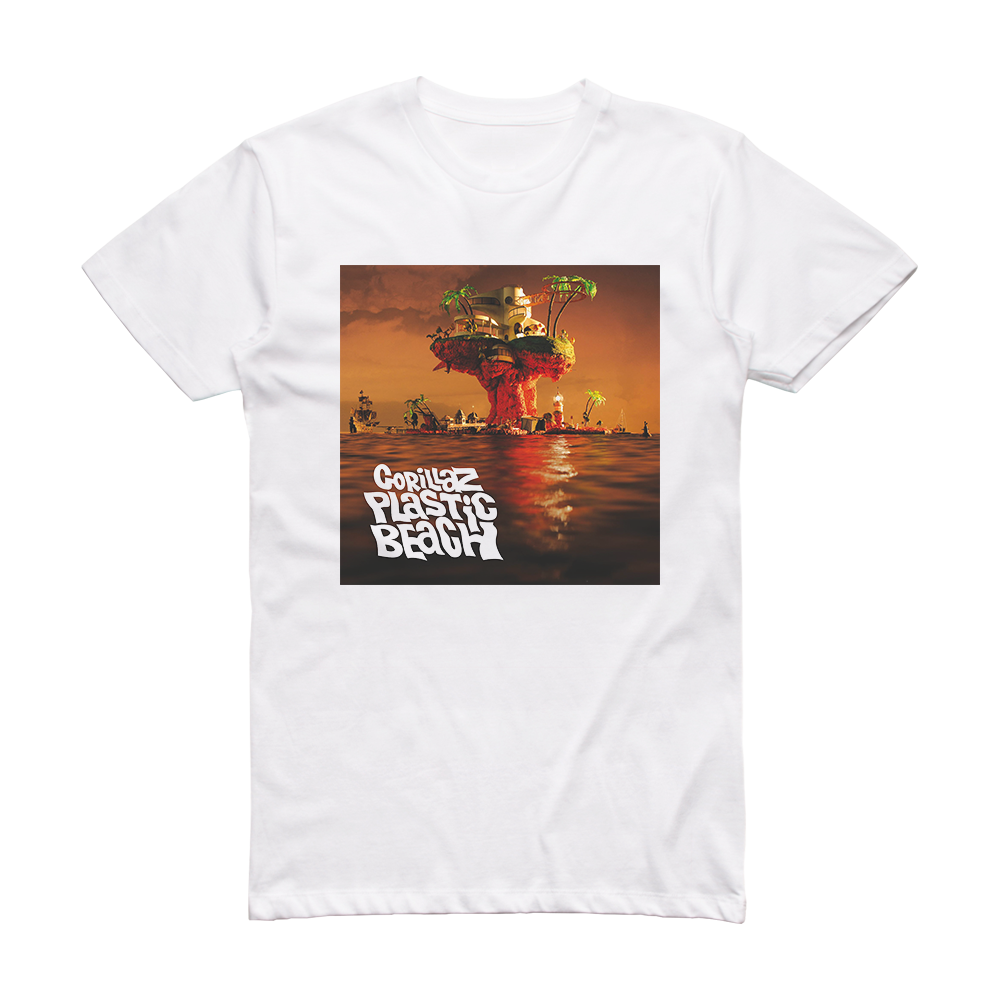 Gorillaz Plastic Beach Album Cover TShirt White ALBUM COVER TSHIRTS