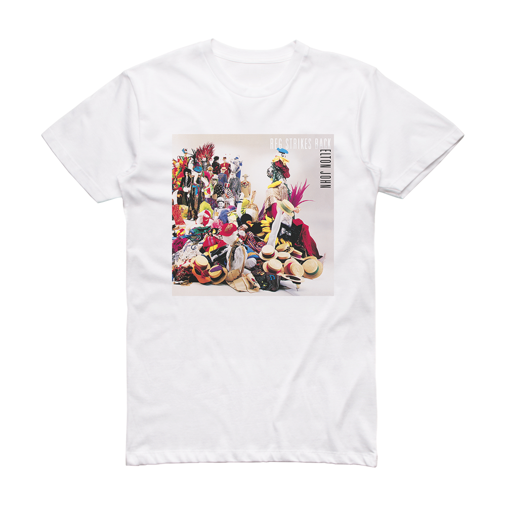 Elton John Reg Strikes Back Album Cover TShirt White ALBUM COVER T