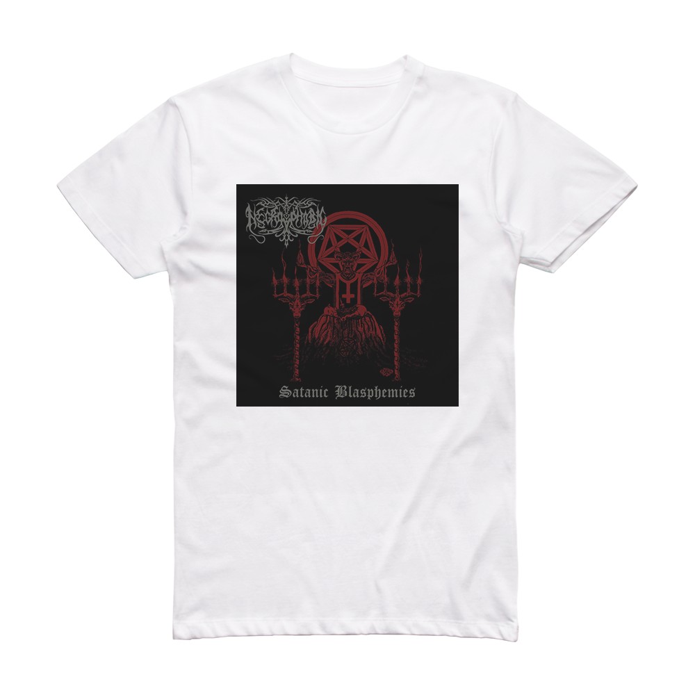 Necrophobic Satanic Blasphemies Album Cover T-Shirt White – ALBUM COVER ...