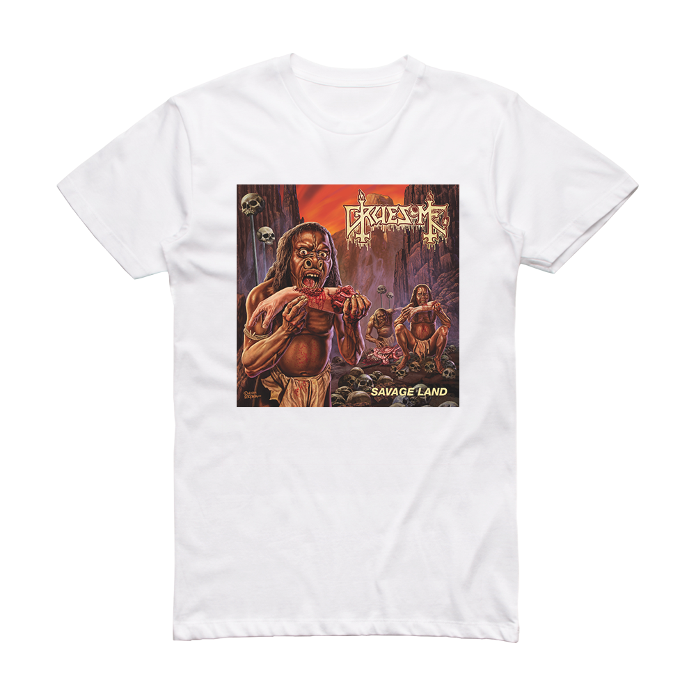 Gruesome Savage Land Album Cover T-Shirt White – ALBUM COVER T-SHIRTS