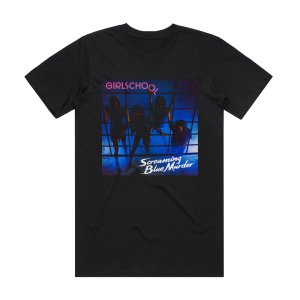 Girlschool Screaming Blue Murder Album Cover T-Shirt Black