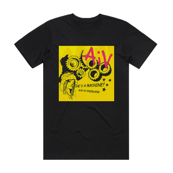 Alice in Videoland Shes A Machine Album Cover T-Shirt Black