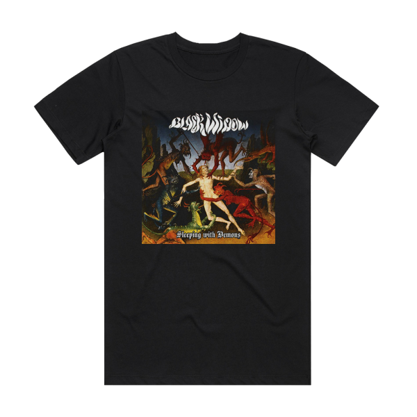 Black Widow Sleeping With Demons Album Cover T-Shirt Black