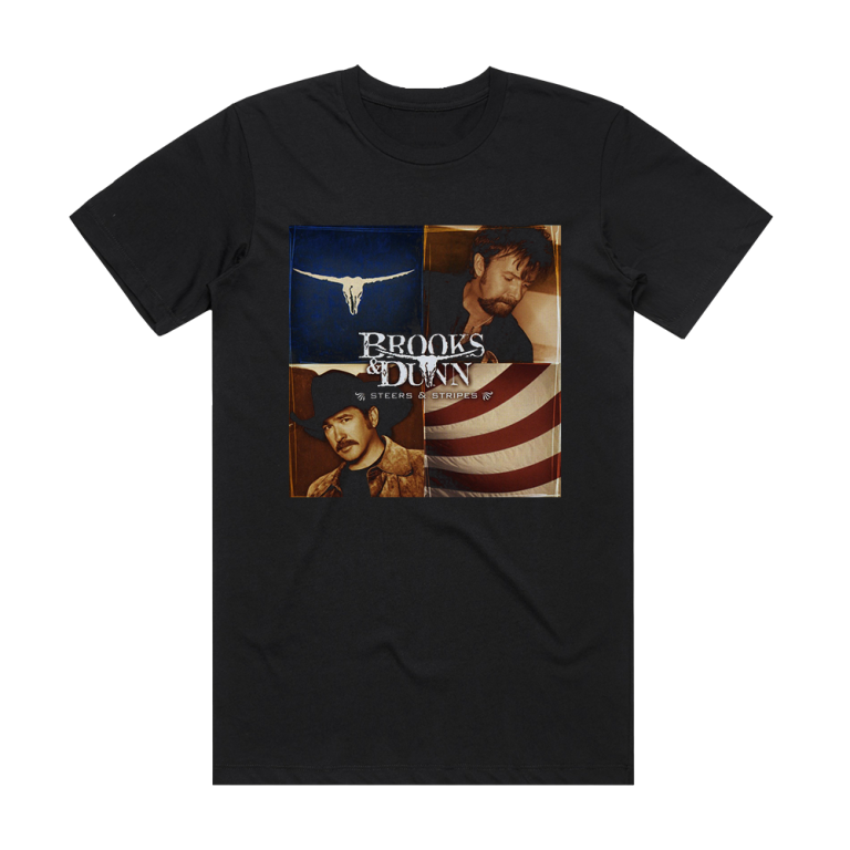 Brooks and Dunn Steers And Stripes Album Cover TShirt Black ALBUM