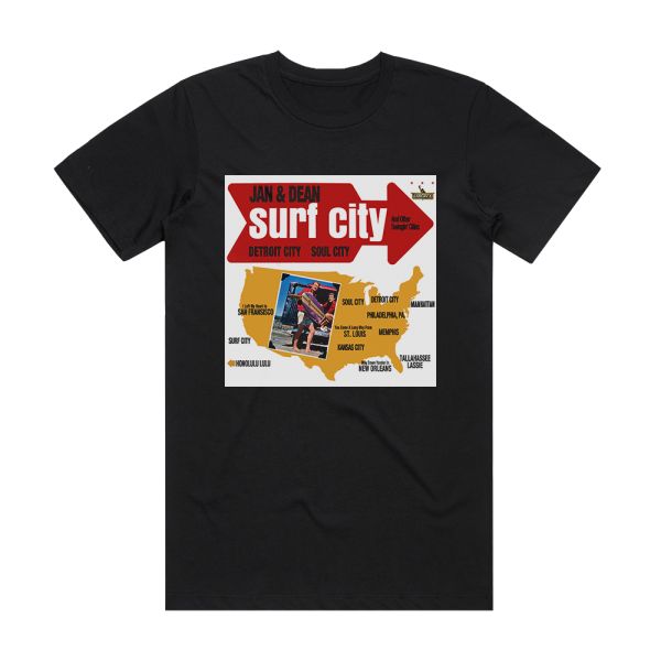 Jan and Dean Surf City 1 Album Cover T-Shirt Black