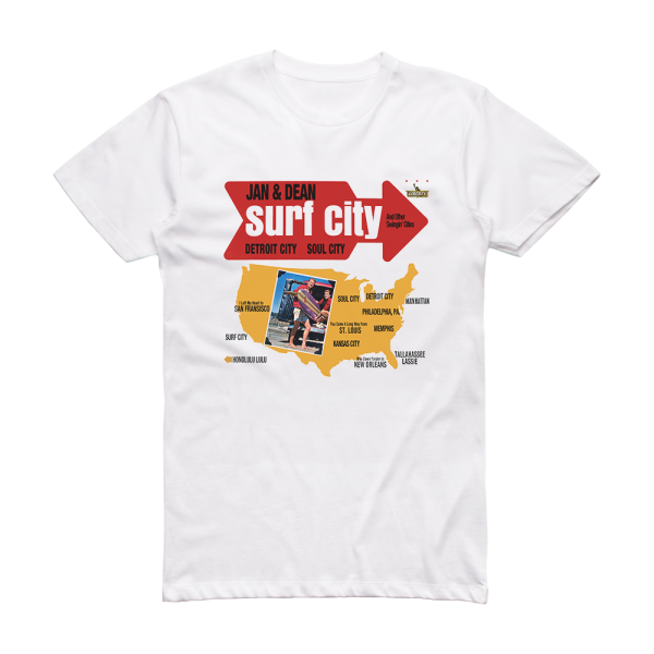 Jan and Dean Surf City 1 Album Cover T-Shirt White