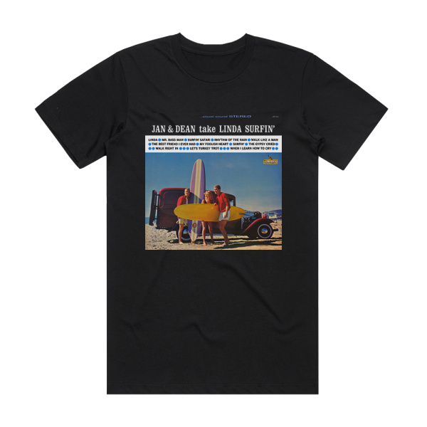 Jan and Dean Take Linda Surfin Ride The Wild Surf Album Cover T-Shirt Black