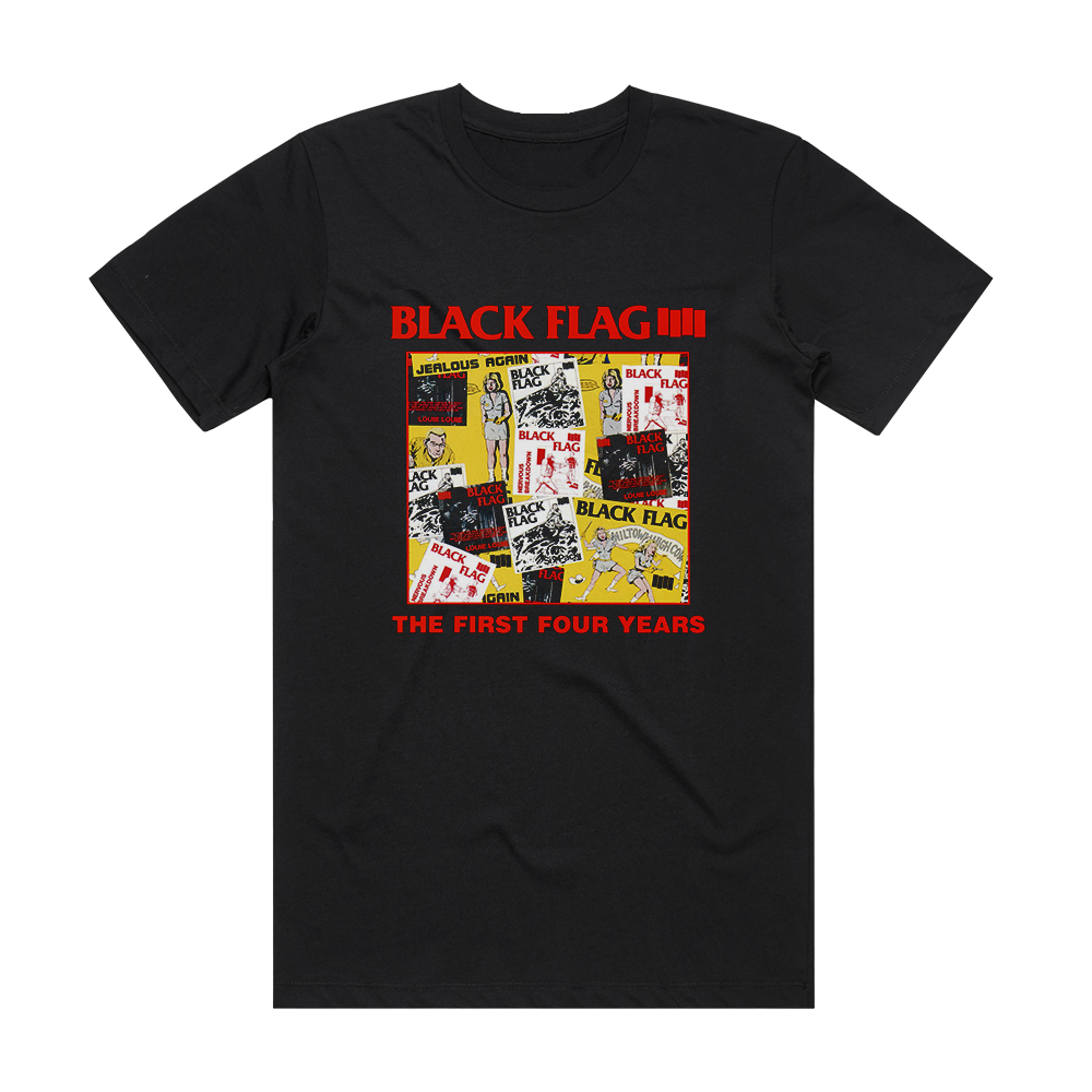 Black Flag The First Four Years Album Cover T-Shirt Black – ALBUM COVER ...