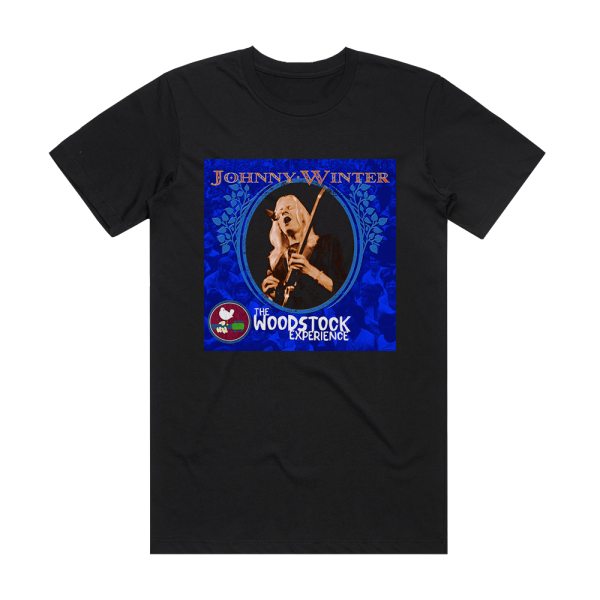 Johnny Winter The Woodstock Experience Album Cover T-Shirt Black