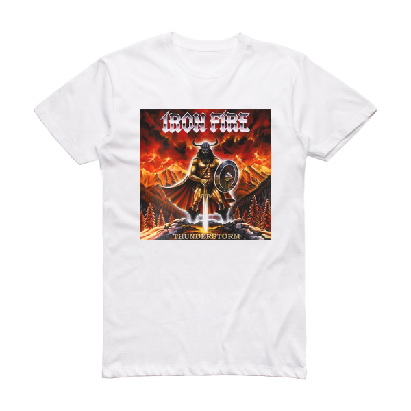 Iron Fire Thunderstorm Album Cover T-Shirt White