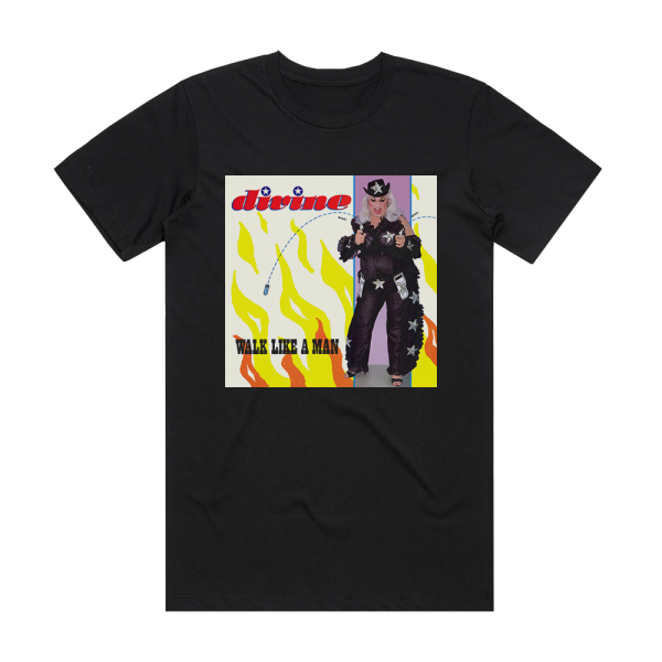 Divine Walk Like A Man Album Cover T-Shirt Black