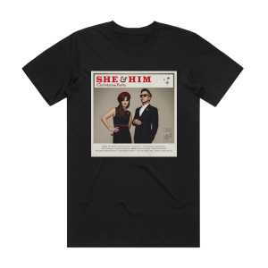She and Him Christmas Party Album Cover T-Shirt Black